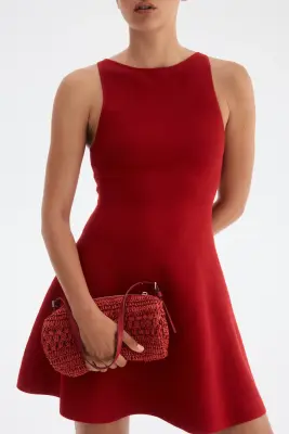 Robe en maille côtelée - Rouge — photo 1