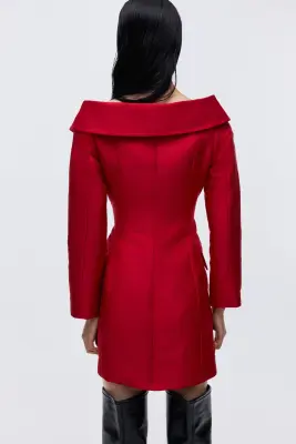Robe blazer à fermeture croisée - Rouge vif — photo 2
