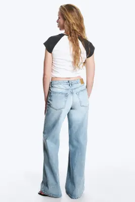 Jean jambe large taille mi-haute Paz - Trot Blue – Bleu clair — photo 4