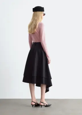 Haut à col polo en laine mérinos - Rose — photo 4
