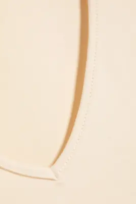 Top slim en jersey à col en V - Beige cendré clair — photo 4