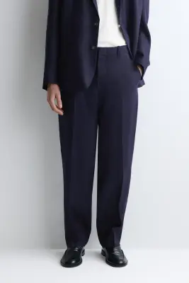 PANTALON FUSELÉ DÉCONTRACTÉ EN LIN - BLEU MARINE — photo 1
