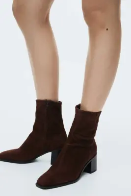 Bottines en cuir - Marron foncé — photo 1