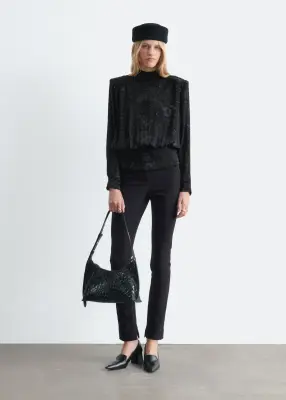 Blouse en mélange de mousseline et de soie - Noir — photo 1