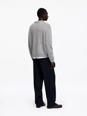 Pull en maille de laine épaisse - Gris clair chiné — photo 3
