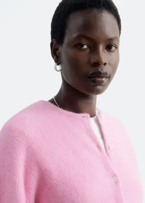 Cardigan en maille d’alpaga mélangé - Rose — photo 3