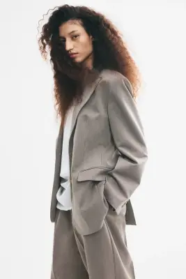 Blazer à fermeture droite en twill - Taupe — photo 3