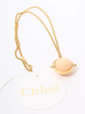 Collier sautoir chaîne laiton dorée boule rose Prix boutique 995€ — photo 5
