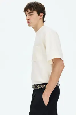 T-shirt Oversized Fit - Crème — photo 4