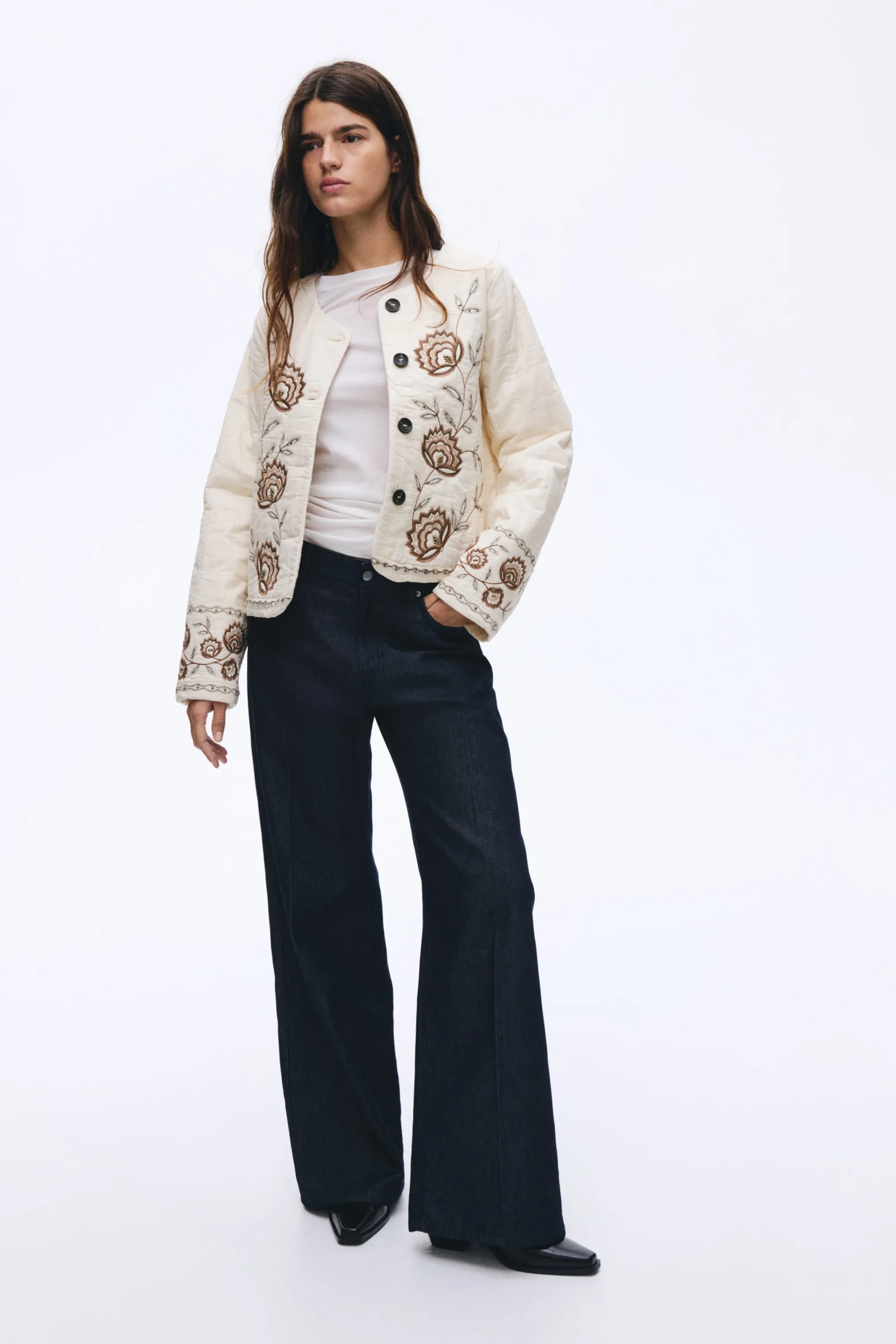 Veste matelassée - Beige clair/fleuri
