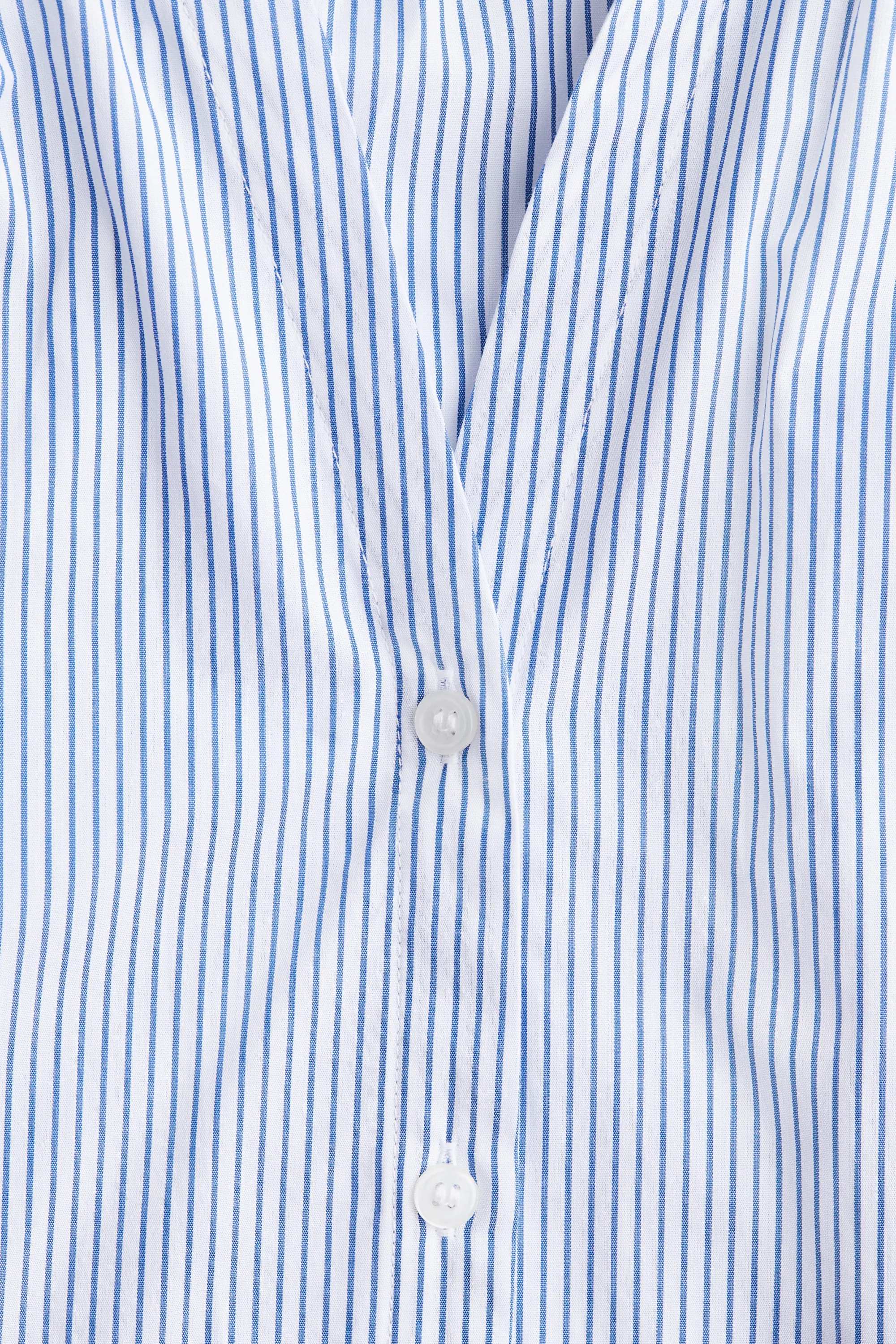 Blouse en popeline avec manches ballon - Blanc/rayures bleues