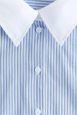 Chemise en popeline de coton - Bleu clair/rayé — photo 4