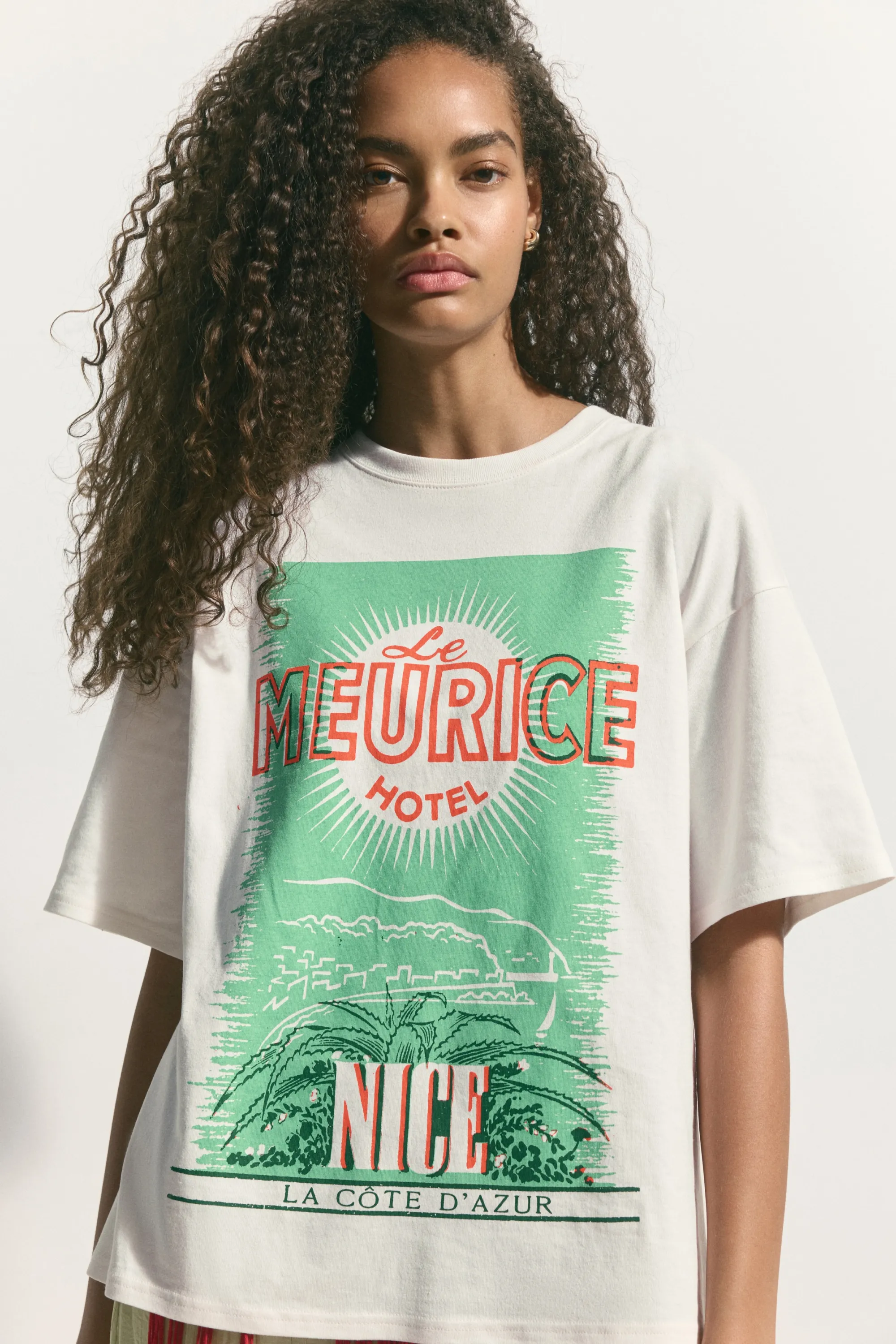 T-shirt oversize imprimé - Crème/Nice