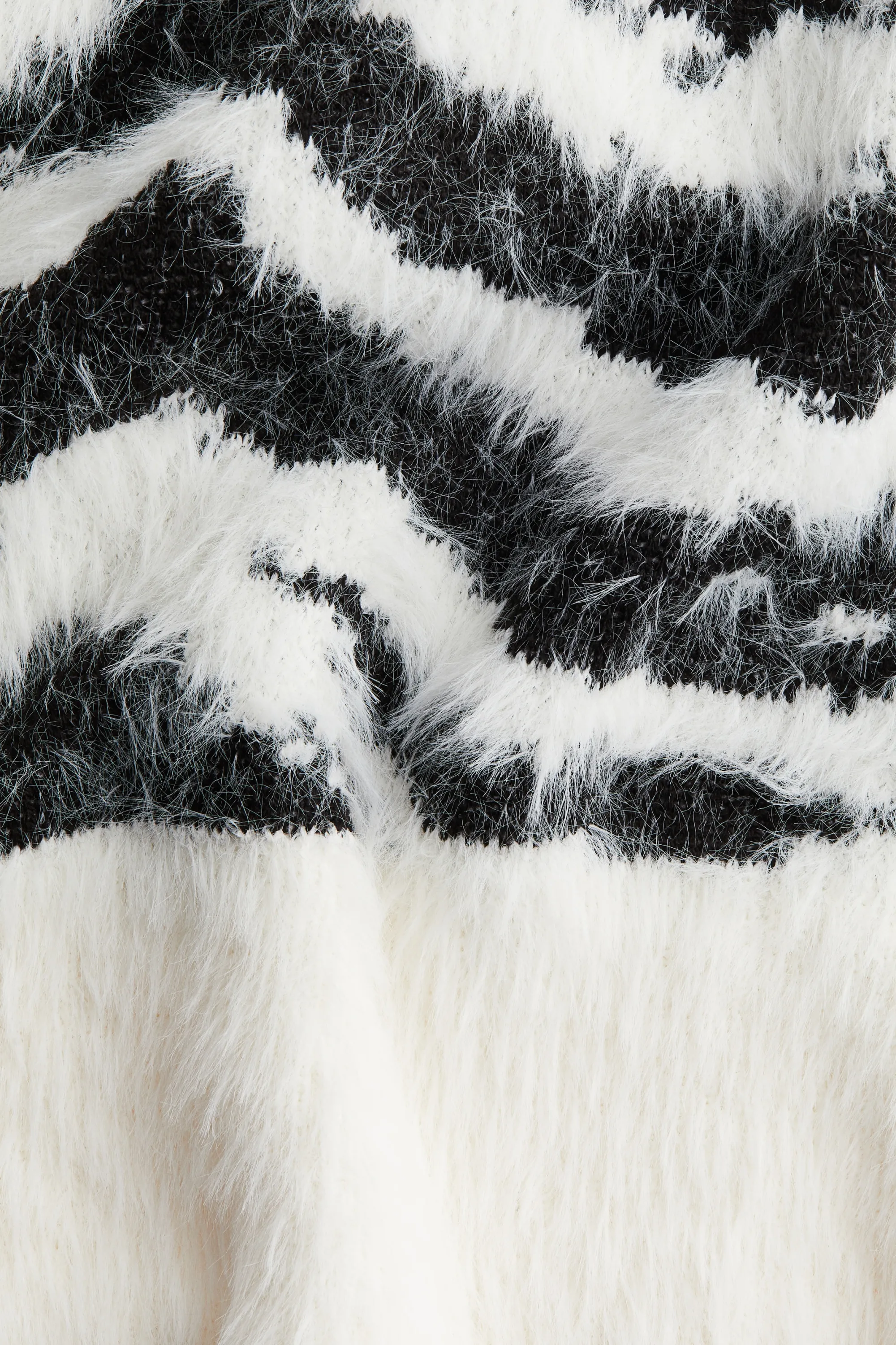 Fluffy-knit mini skirt - Crème/motif zébré