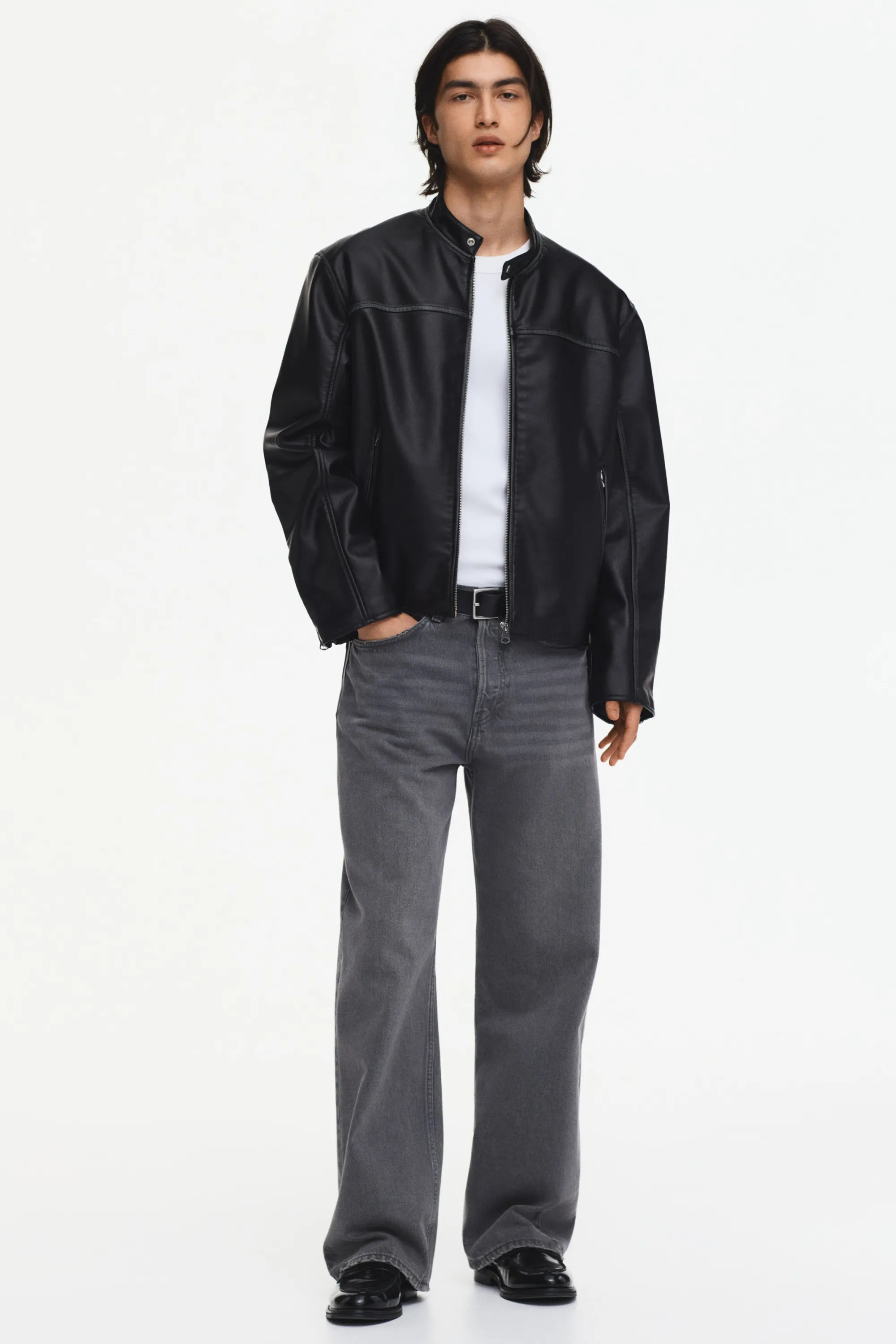 Veste racing en tissu enduit - Noir