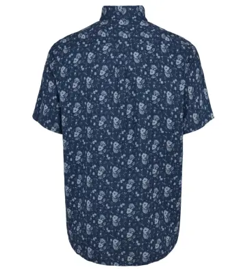 ALL SIZE GRANDE LONGUEUR CHEMISE FLEURS Marine — photo 3
