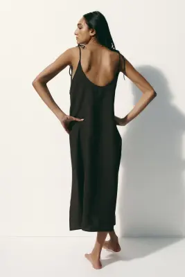 Tie-strap beach dress - Marron foncé — photo 3