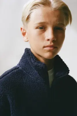 Veste de sport chaude en tissu Teddy bear - Bleu foncé — photo 1