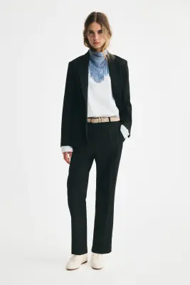 Blazer à fermeture droite en twill - Noir — photo 1
