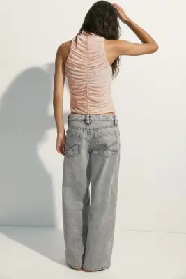 Top en mesh à effet ruché - Abricot — photo 3