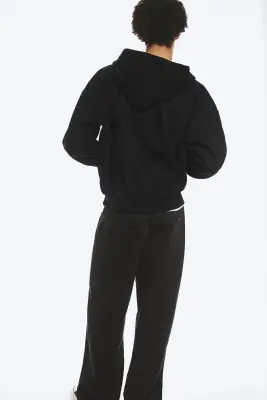 Sweat à capuche zippé ample - Noir — photo 3
