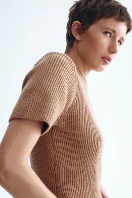T-shirt en laine mélangée - Beige foncé — photo 3