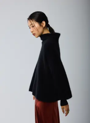 Pull Noir Col Roulé Manches Longues en Laine / Fox / Polyamide — photo 3