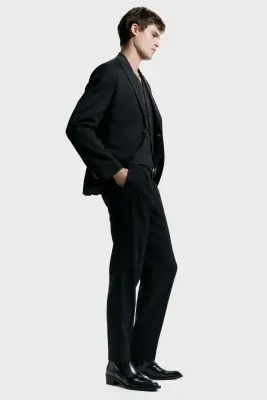 Pantalon de costume Regular Fit - Noir chiné — photo 2