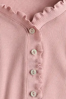Top en jersey avec détails surjetés - Rose ancien — photo 4