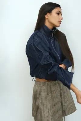 Veste sportive en denim - Bleu denim foncé — photo 2