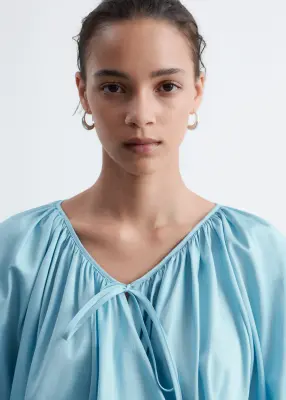 Blouse croisée en coton - Bleu clair — photo 4