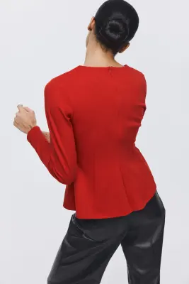 Top péplum en jersey - Rouge — photo 2