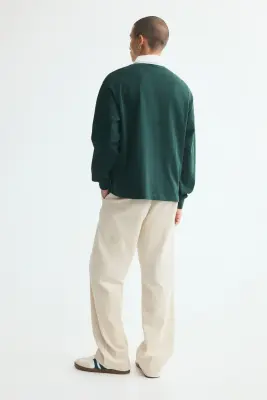 Relaxed Fit Cotton rugby shirt - Vert/blanc — photo 4