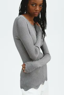 Top scintillant en viscose - Gris — photo 4