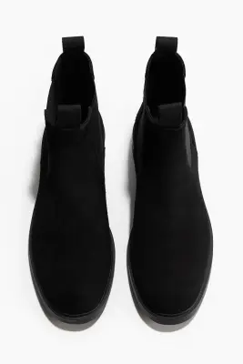 Bottines Chelsea en cuir velours - Noir — photo 1