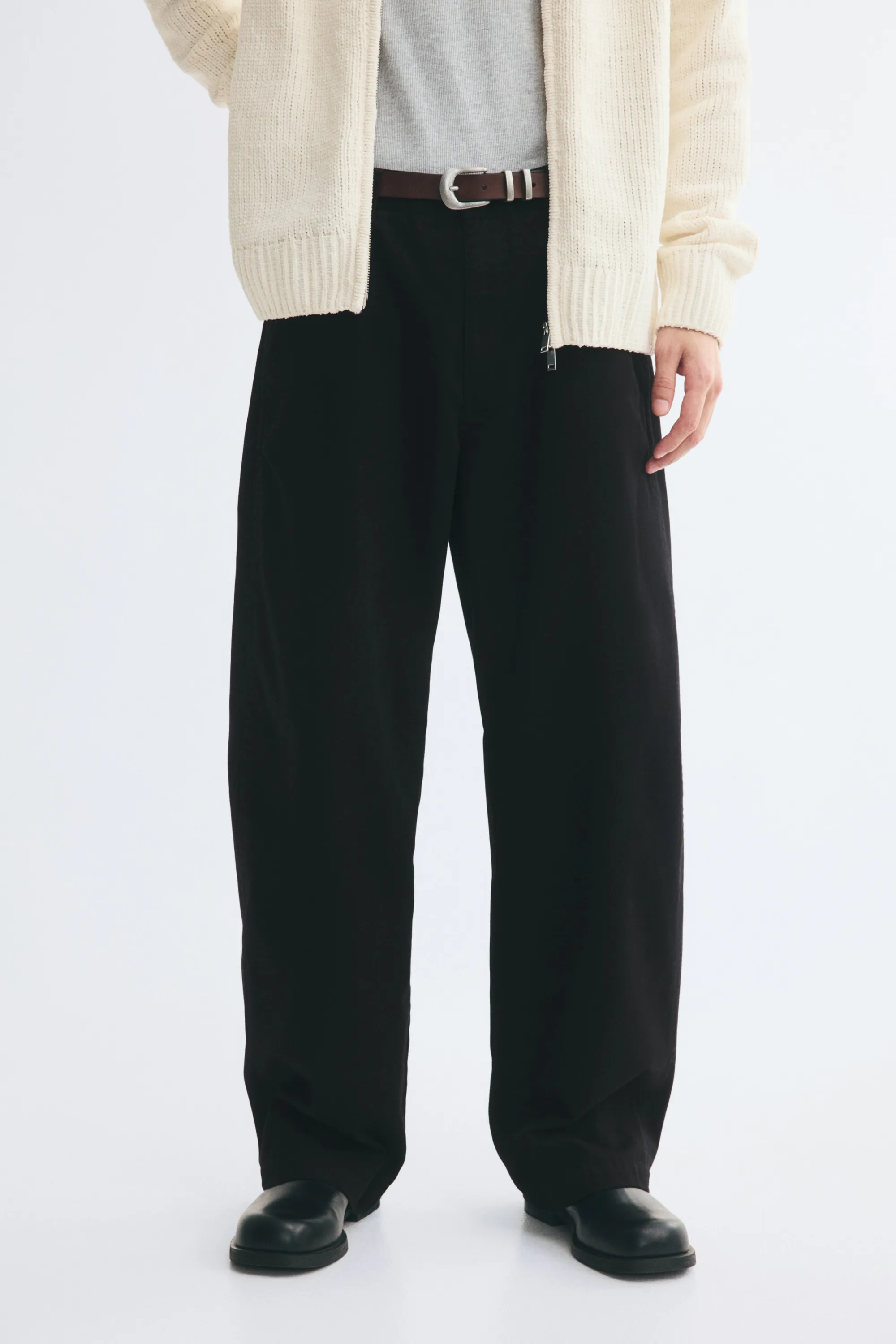 Chino Relaxed Fit à jambes barrel - Noir