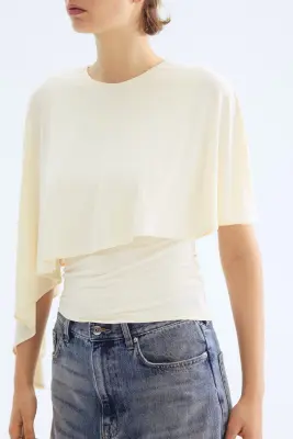 Top avec détail façon cape - Orange pâle — photo 2