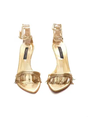 Sandales à franges en cuir doré Prix boutique 650€ Taille 35,5 — photo 3