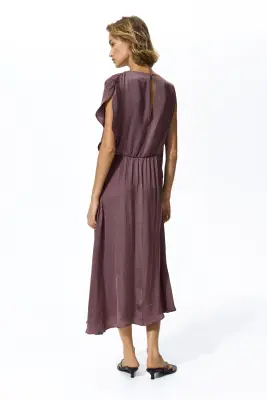 Robe en satin à effet drapé - Violet foncé — photo 2