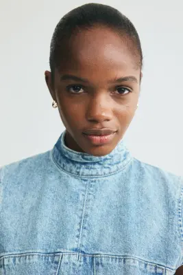 Robe en denim avec jupe évasée - Bleu denim — photo 2