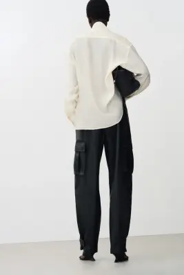 Pantalon cargo enduit - Noir — photo 3