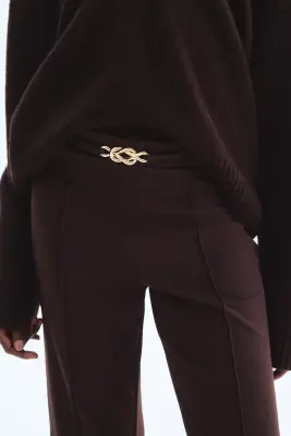 Pantalon bootcut en jersey romanite - Marron foncé — photo 1