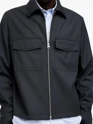 Veste décontractée en laine mélangée - Bleu foncé — photo 4