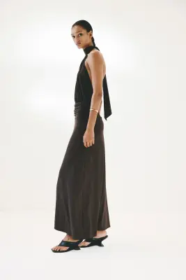Robe maxi avec dos nu - Marron foncé — photo 3