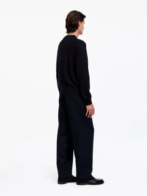 Pull à col en V en laine mérinos - Bleu — photo 2
