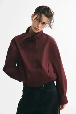 Veste à col foulard avec base à effet boule - Brun rouille — photo 2