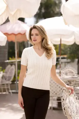 Talina Cable Knit Top - Cream — photo 5