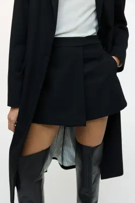 Mini jupe-short en twill - Noir — photo 3