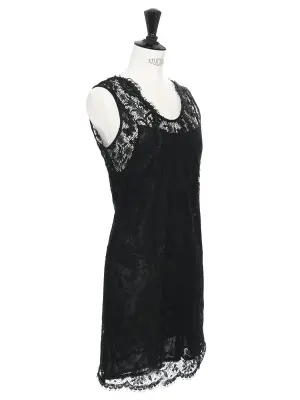 Robe sans manche en dentelle noire Px boutique 600€ Taille 34 — photo 2