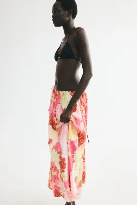 Jupe avec cordon de serrage - Rose/fleuri — photo 2